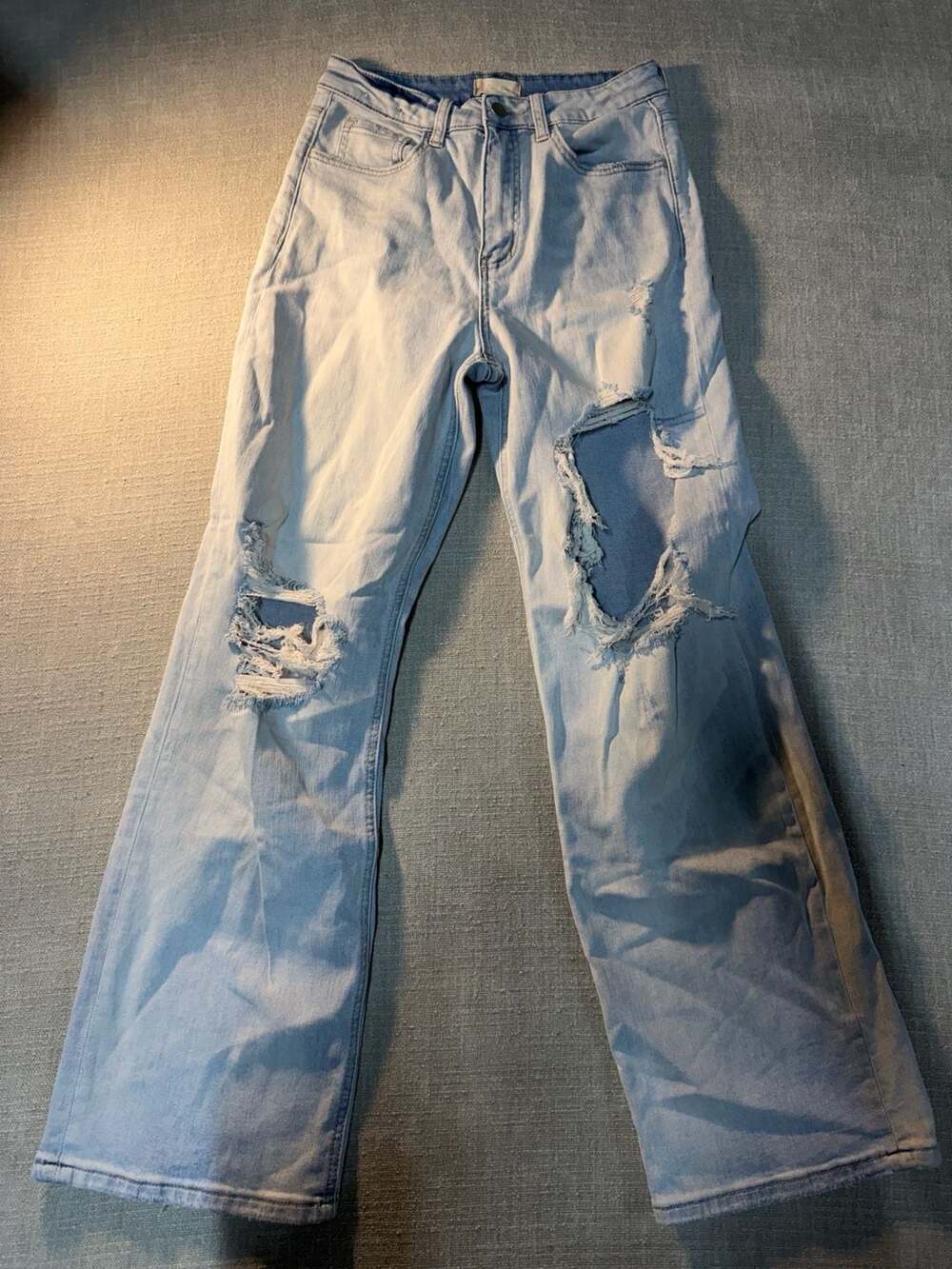 Altar'd State High Rise Distressed Wide Leg Jeans Light Wash